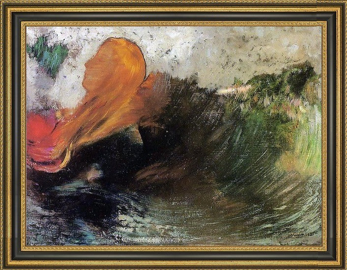 Odilon Redon The Death of Ophelia - 21" x 28" Framed Premium Canvas Print