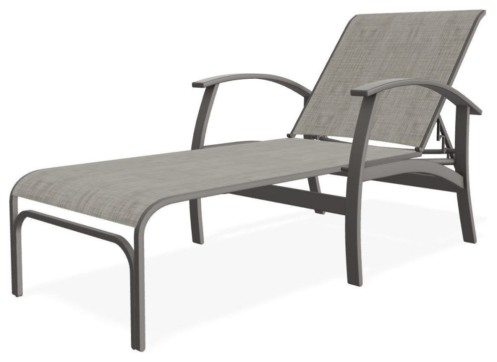Belle Isle Sling 4-Position Outdoor Chaise Lounge, Smoke/Warm Gray