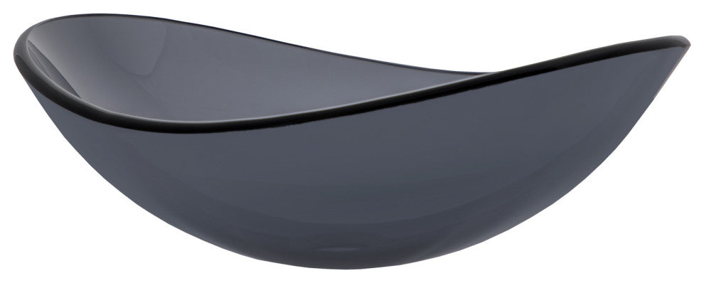 Eden Bath EB_GS47 Gray Canoe Shaped Tempered Glass Vessel Sink