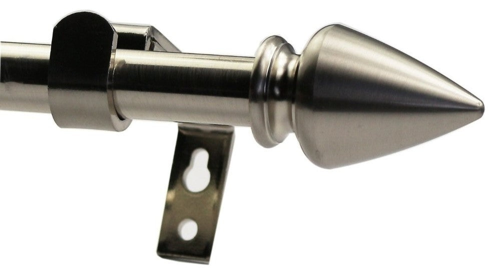 Adjustable Lance Drapery Rod Set, 84"-120", Brushed Steel