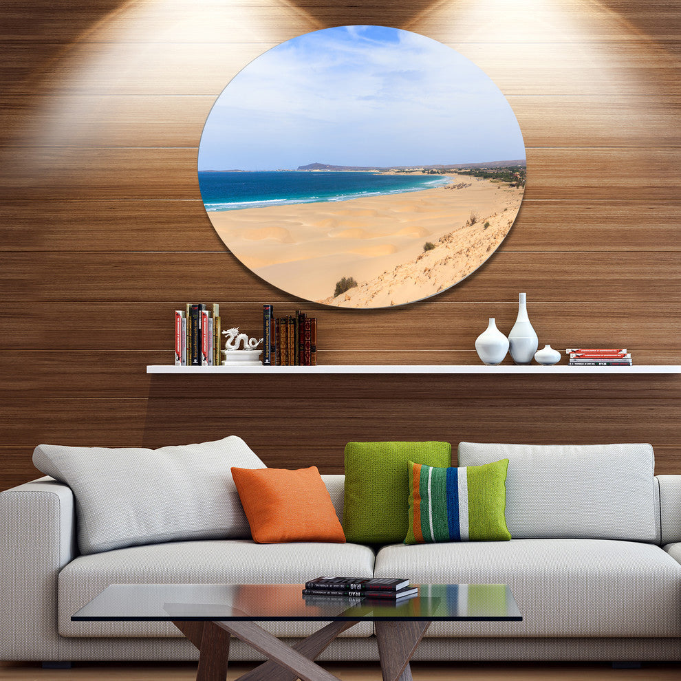 Sea And Clouds In Blue Sky, Seashore Disc Metal Wall Art, 11"