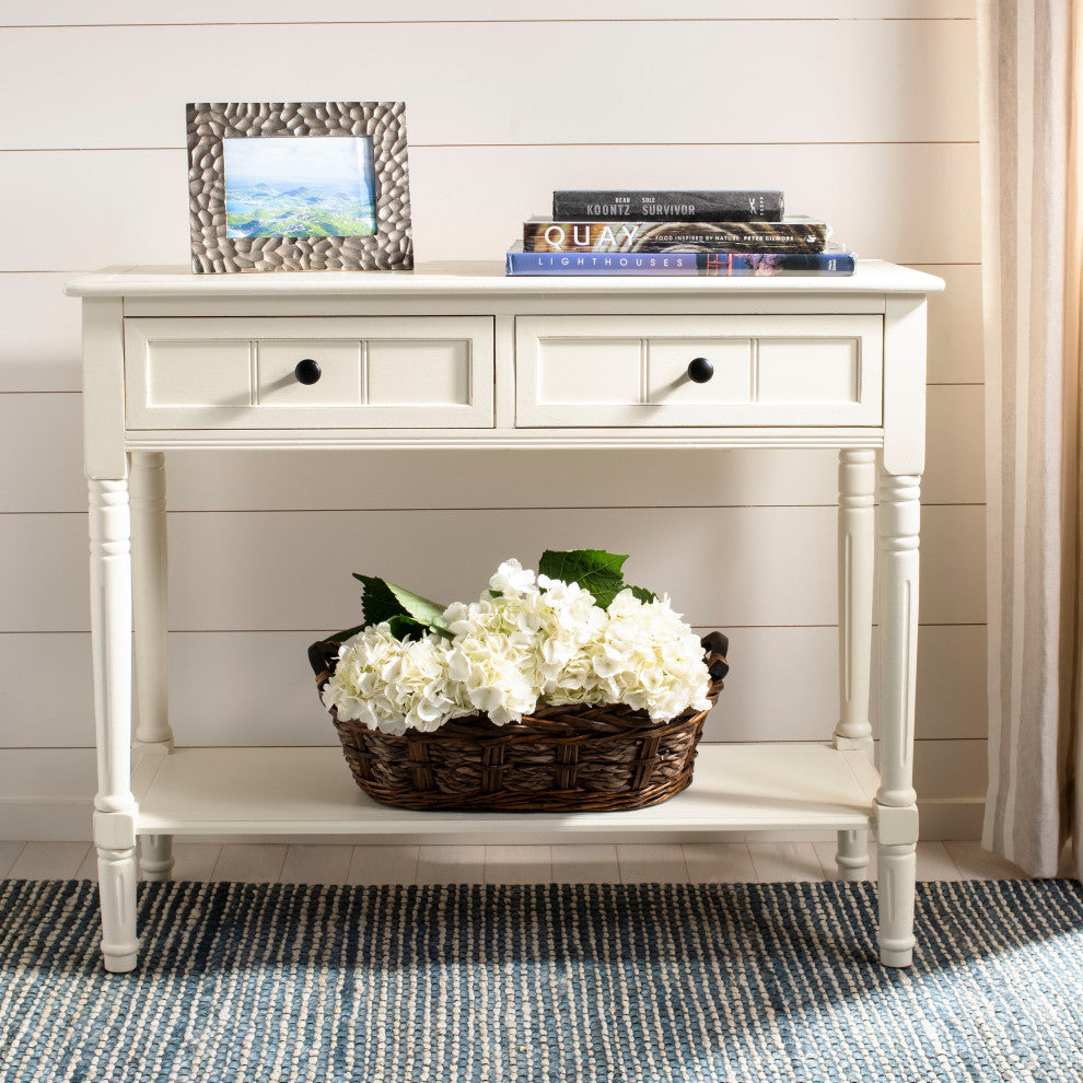 Safavieh Samantha 2-Drawer Console, Distressed Cream