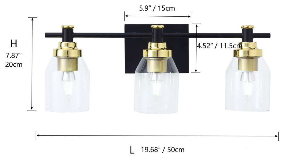 Vintage Industrial Style Dimmable Bathroom Vanity Lighting Fixture, 3-Light