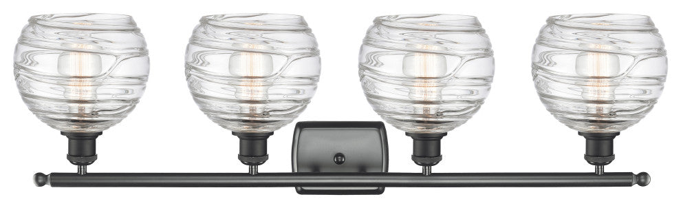 Deco Swirl 3-Light Bath Vanity-Light, Matte Black, Clear