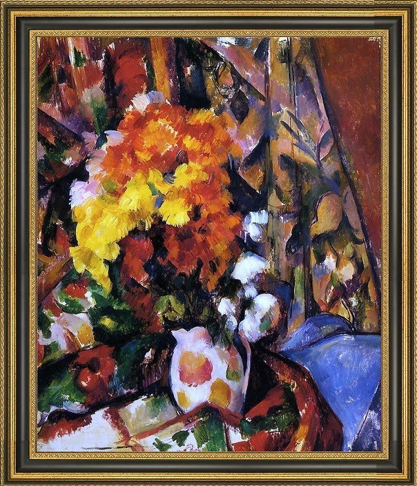 Paul Cezanne Chrysanthemums Framed Premium Canvas Print, 16"x20"