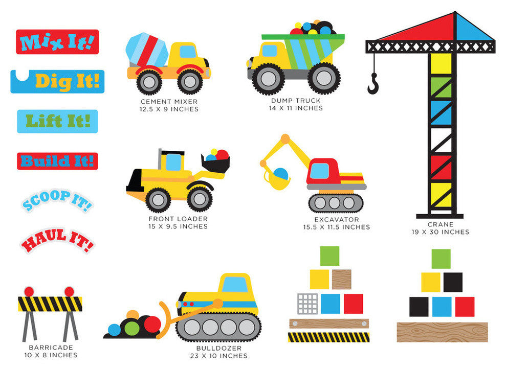 Construction Fabric Wall Decal, Full Set