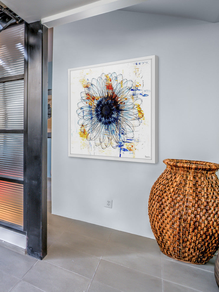 Parvez Taj "Stencil Flower" Framed Painting Print, 32"x32"