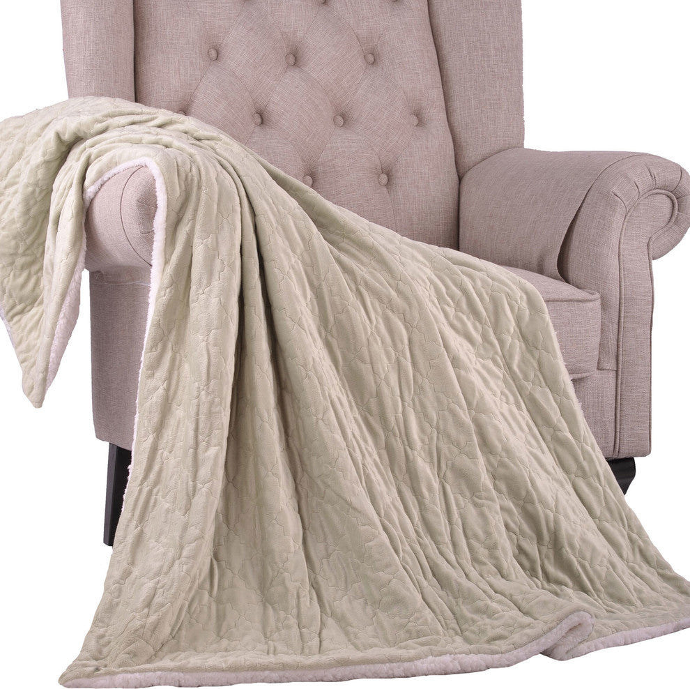 Aurora Micromink Embroidery Throw Blanket, Light Green
