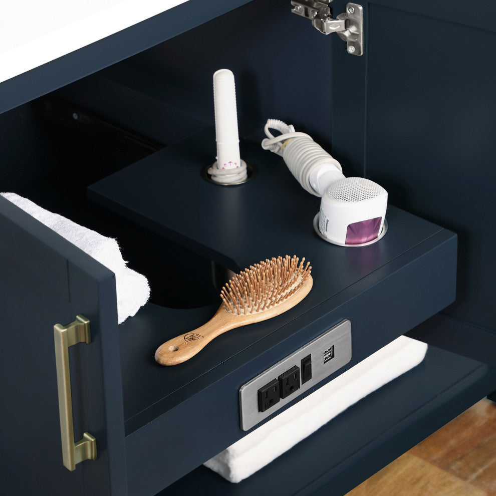 OVE Decors Stanley 42" Vanity, Midnight Blue With Power Bar