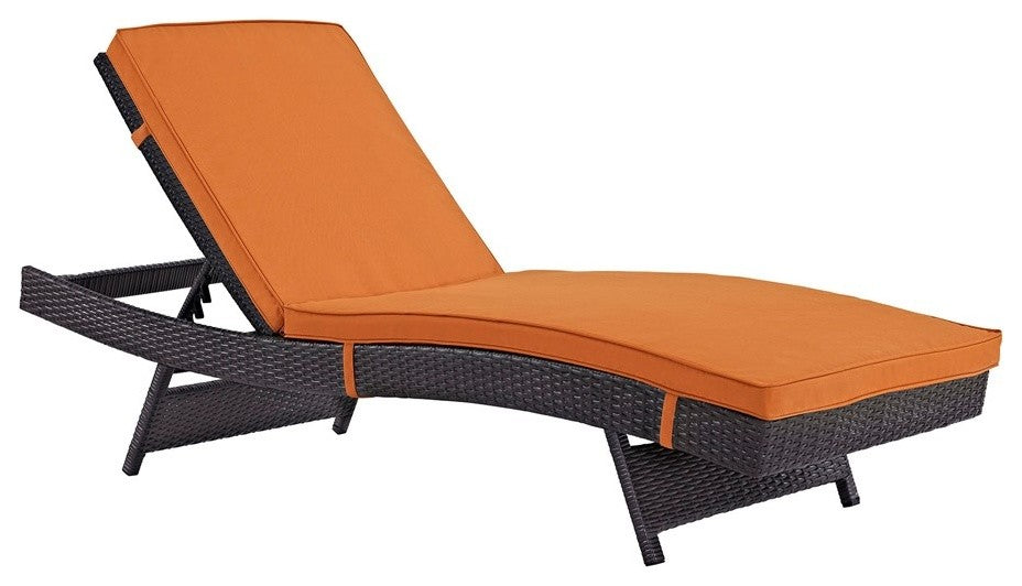 Modway Peer outdoor Patio Chaise, Espresso/Orange