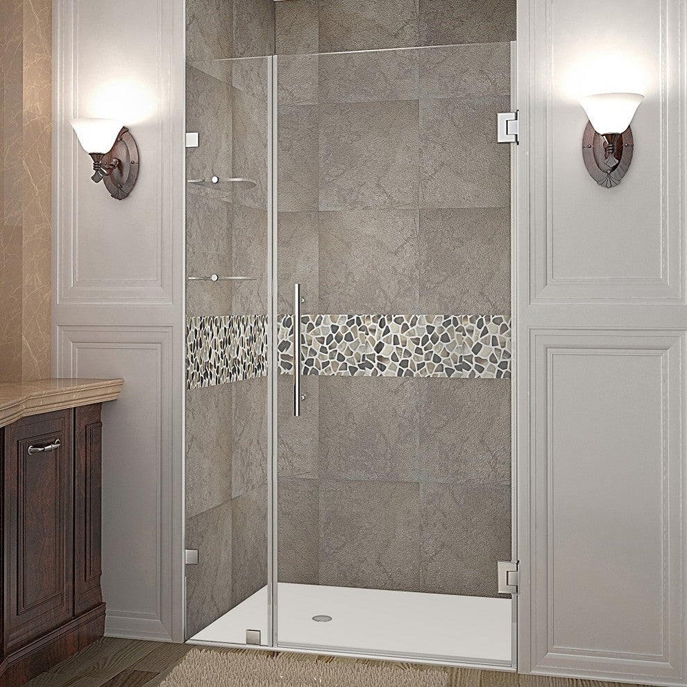 Aston Nautis GS 42"x72" Completely Frameless Hinged Shower Door, Stainless Steel