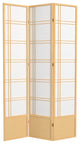 7' Tall Double Cross Shoji Screen, Natural, 3 Panels