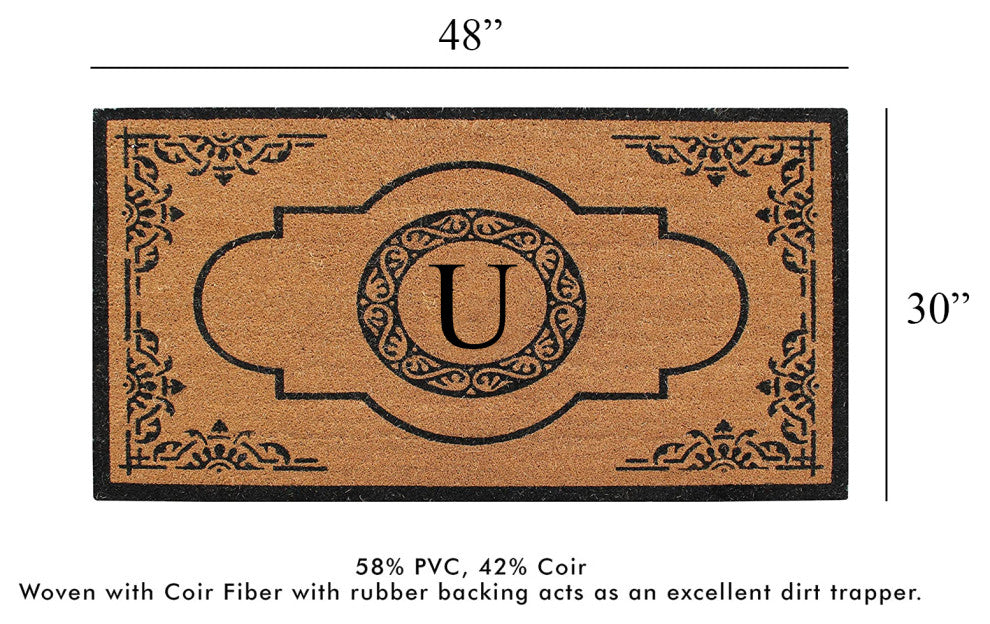 First Impression Hand Crafted Abrilina Entry Monogram Double Doormat,(30"x48"),