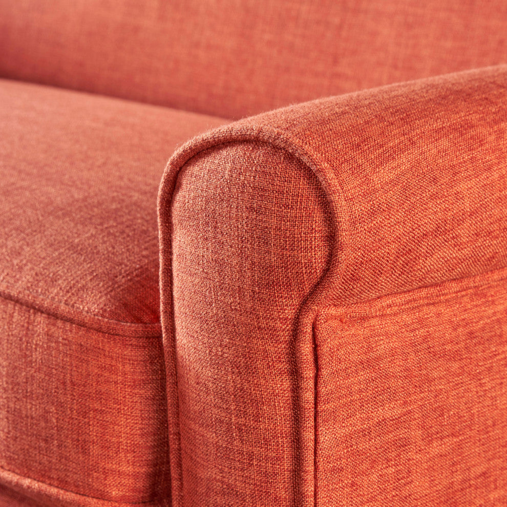 GDF Studio Mia Mid Century Modern Fabric Loveseat, Muted Orange