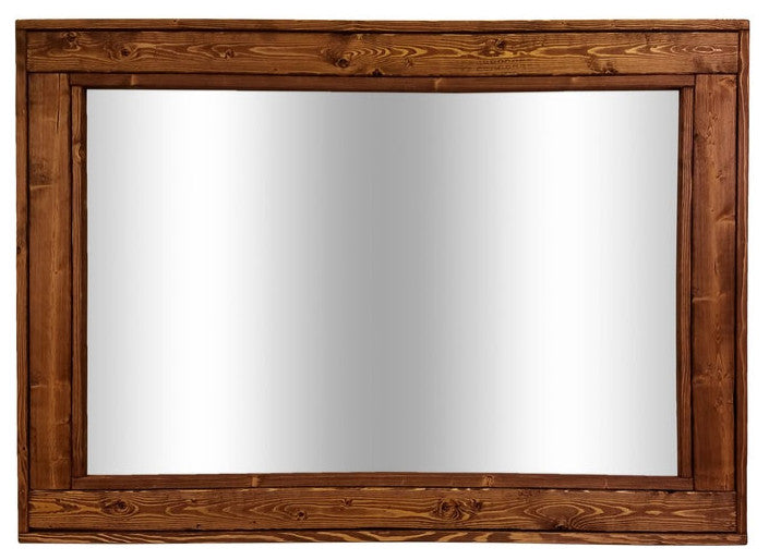 Herringbone Stained Vanity Mirror, English Chestnut, 42"x30", Horizontal