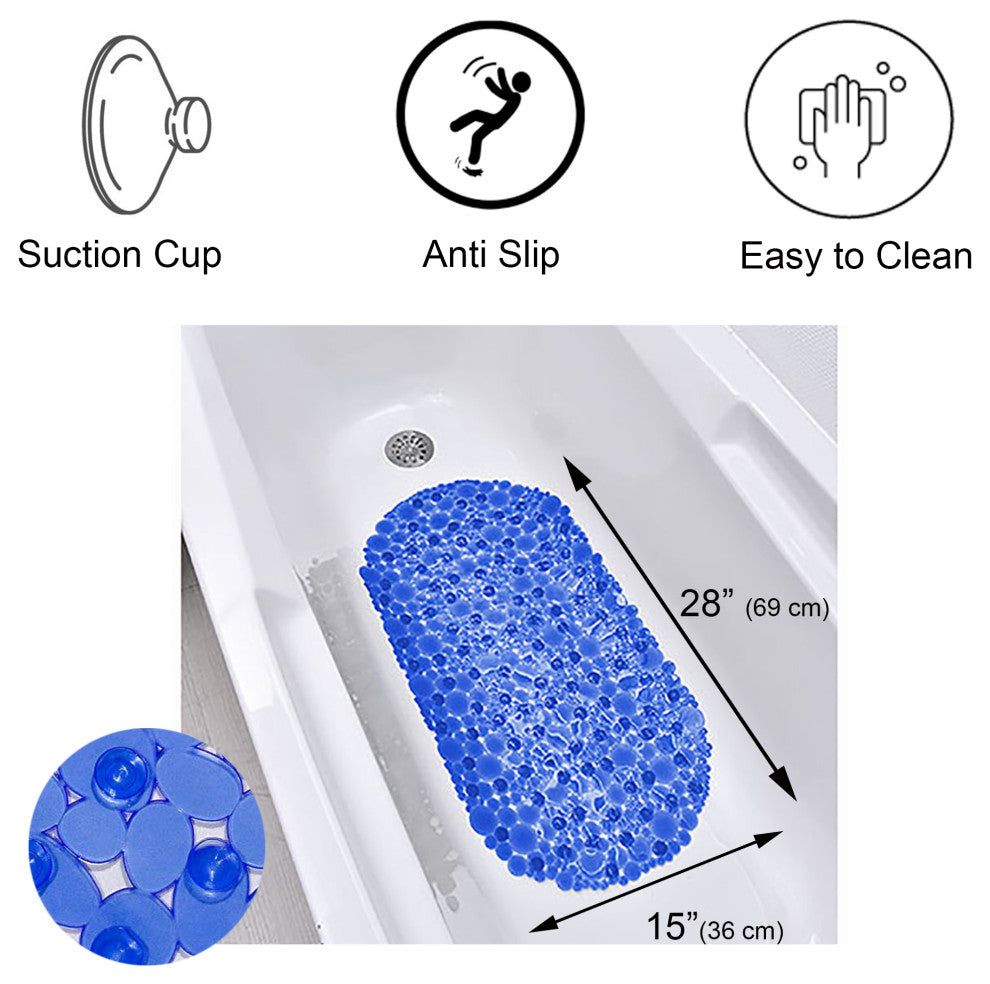Bubbles Non-Slip Oval Bathtub Mat 28 L x 15 W, Navy Blue
