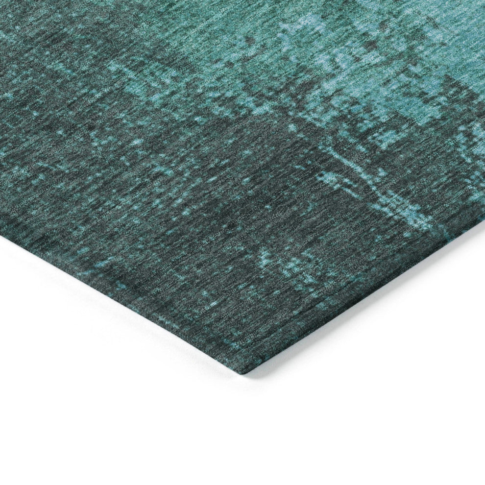 Machine Washable Indoor/Outdoor Chantille ACN1904 Teal 8' x 8' Round Rug