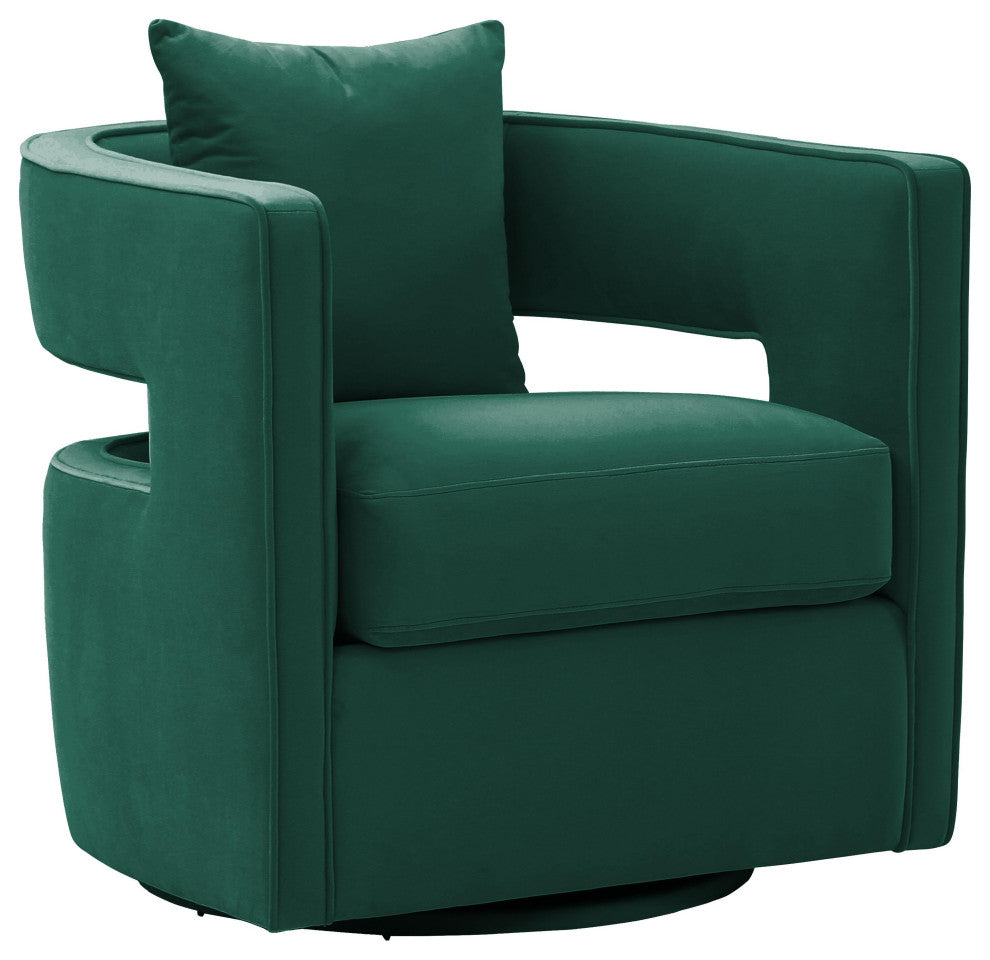 Kennedy  Velvet Swivel Chair, Forest Green