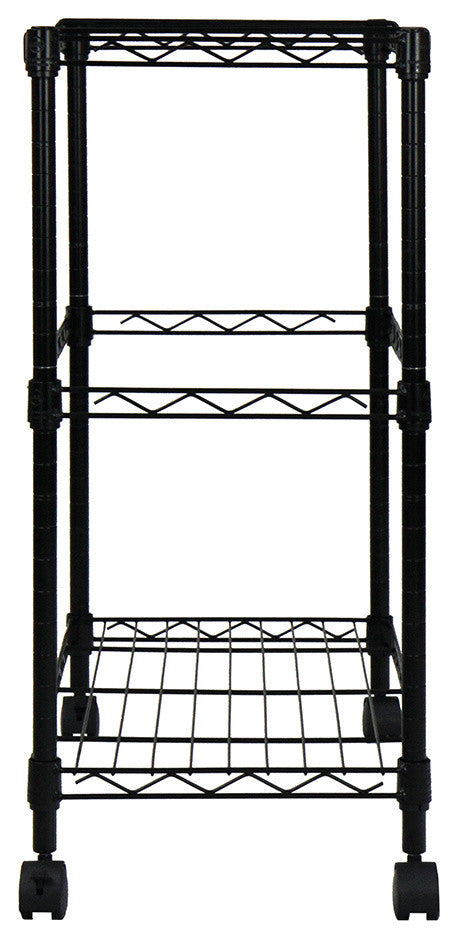 Oceanstar Portable 2-Tier Metal Rolling File Cart, Black