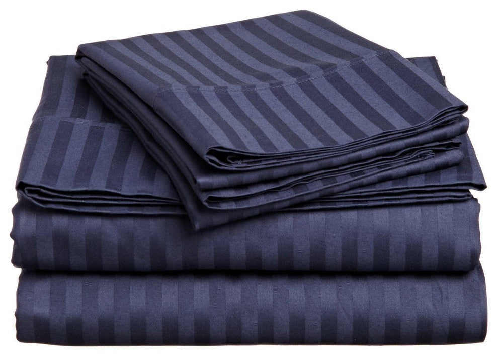 Lux Decor Collection Ultra-Soft Luxury 4 Piece Bed Sheet, Navy Blue, Queen