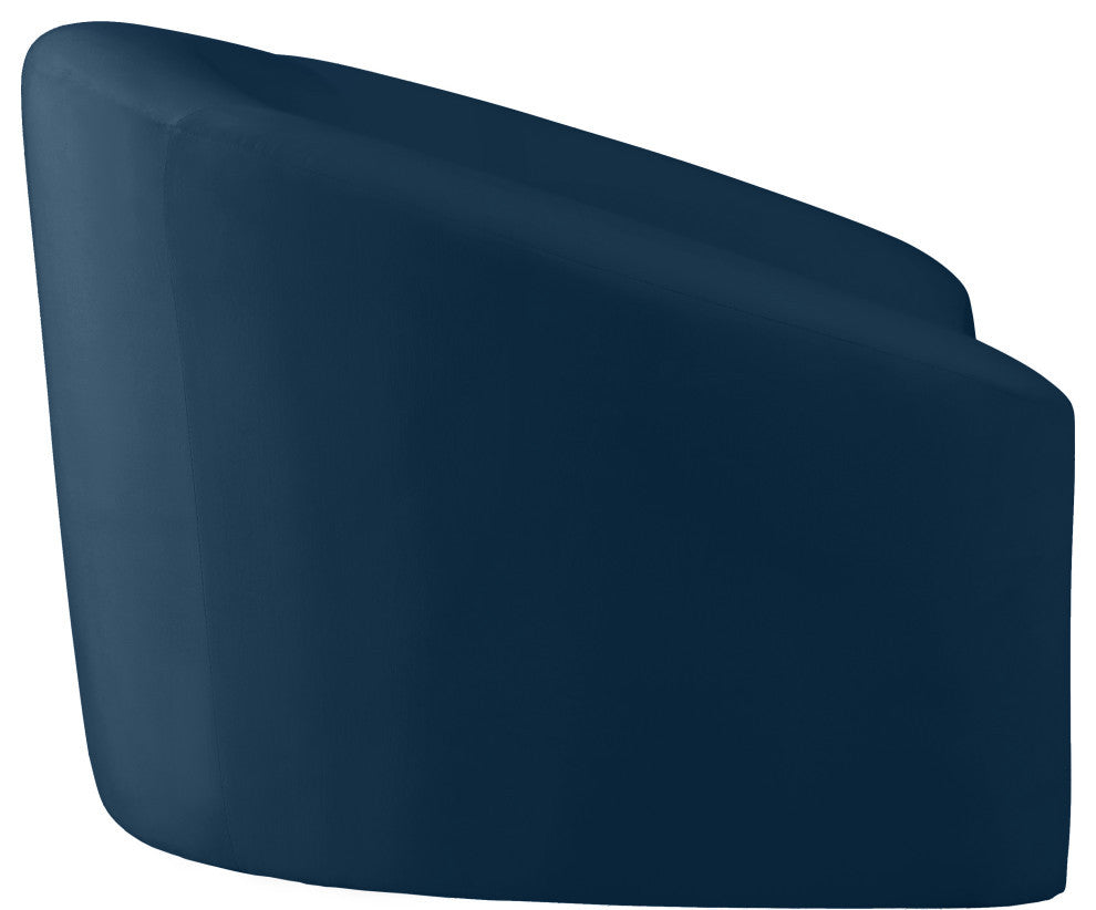 Riley Velvet Upholstered Rounded Chair, Navy