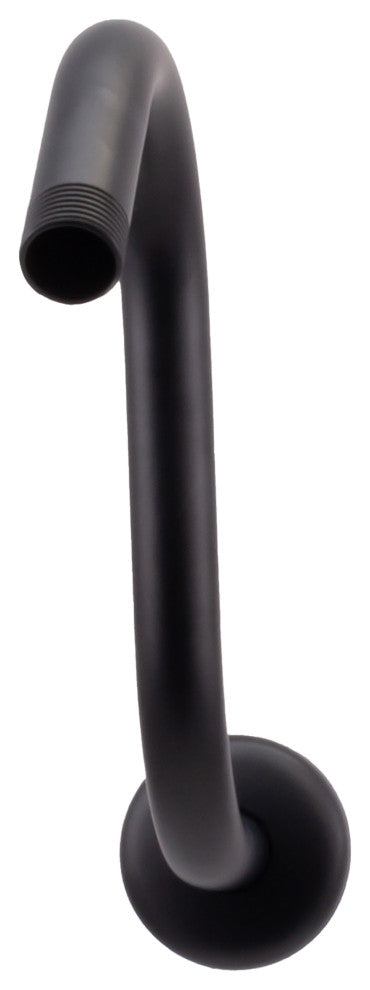 8" S-Shaped Shower Arm And Flange, Powder Coated Flat Black