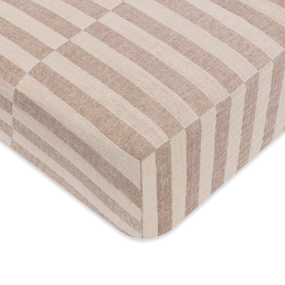 Crib Sheet, GOTS Certified Organic Muslin Cotton, Cocoa Stripe