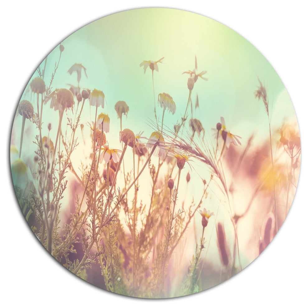 Summer Wild Flowers And Grass, Flower Disc Metal Artwork, 23"