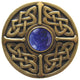 Celtic Jewel Knob Antique Brass, Blue Sodalite Natural Stone, Antique Brass, Blu