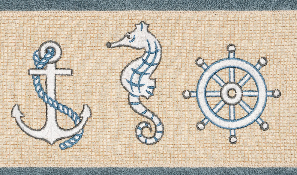 Linum Home Textiles Easton Embellished, Teal, Bath Towel, Single