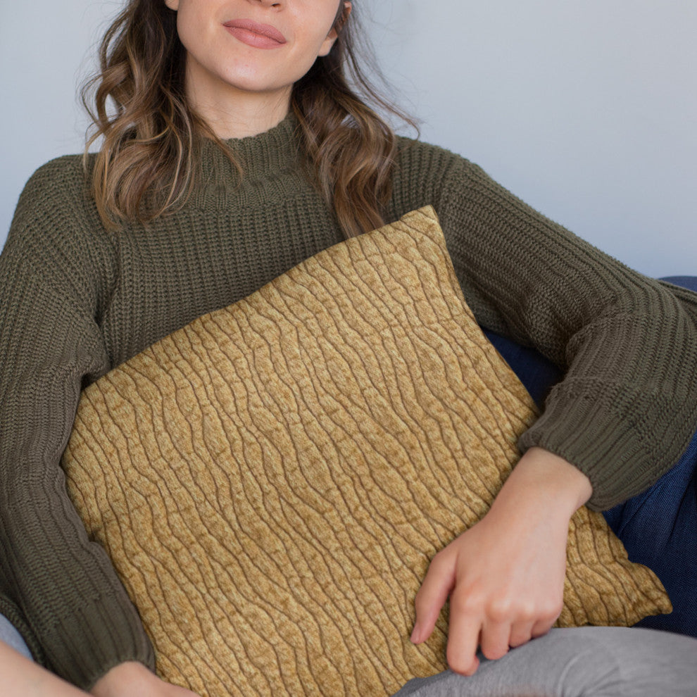 Plutus Yellow Desert Lines Luxury Throw Pillow, Yellow, 20" x 36" King