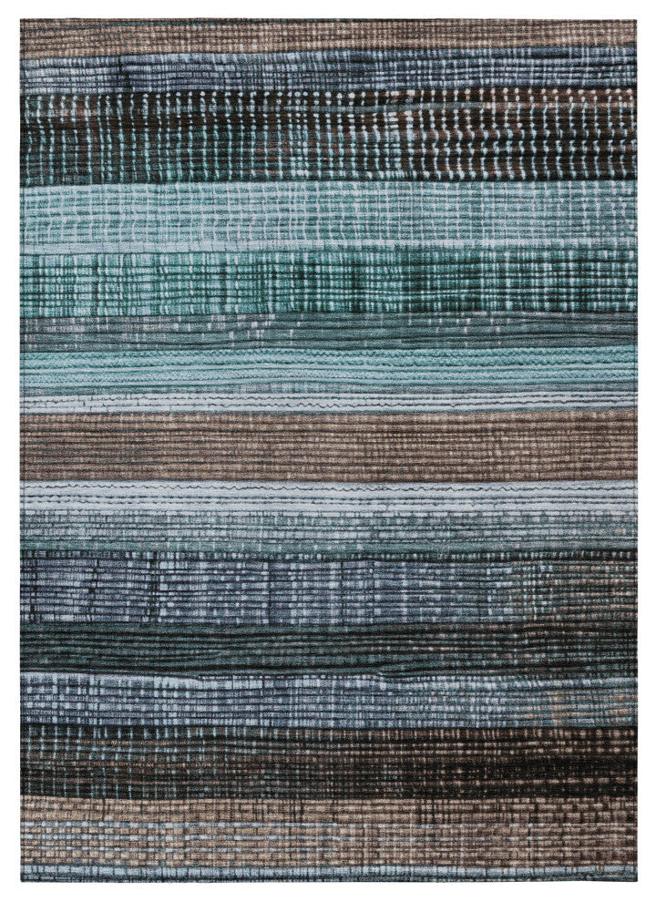 Machine Washable Indoor/Outdoor Chantille ACN1873 Teal 9' x 12' Rug