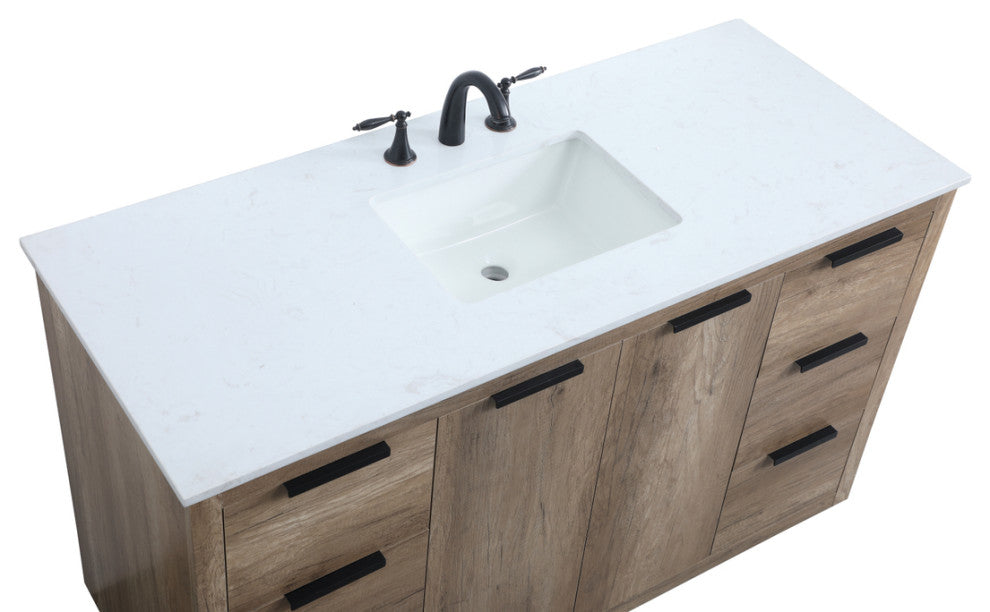 Bethany Single Bathroom Vanity, Natural Oak, 54"