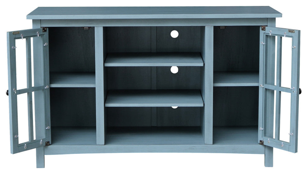 Entertainment / TV Stand - With 2 Doors - 48", Ocean Blue - Antique Rubbed