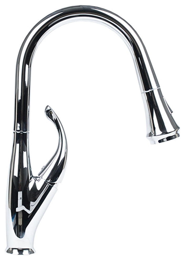 Cosmo Modern Luxury High Arc Pull-Down Tap Mixer Kitchen Faucet, Chrome