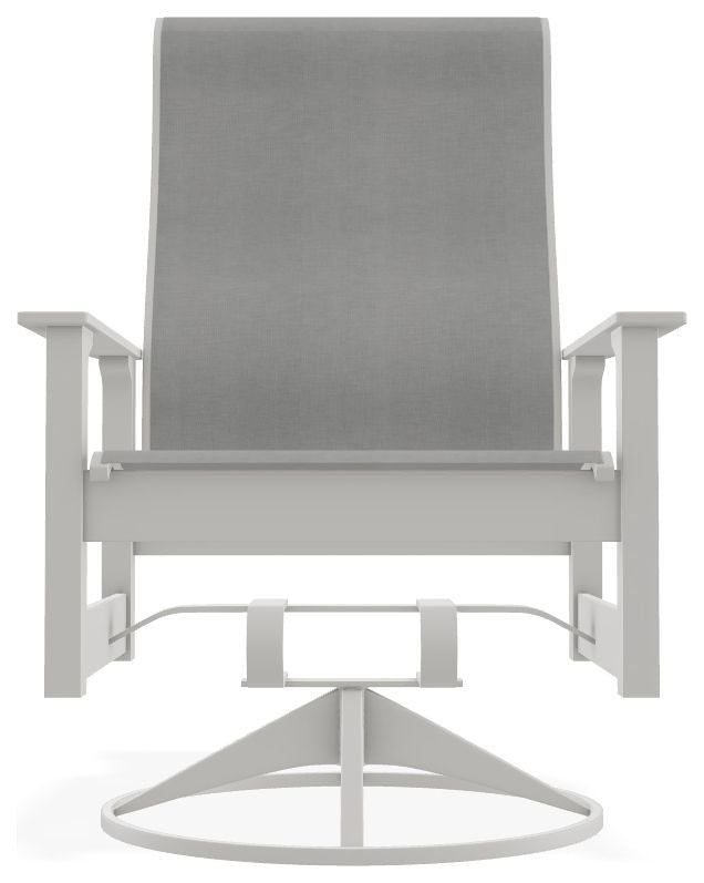 Leeward Sling Outdoor Swivel Rocker, Alloy/Snow
