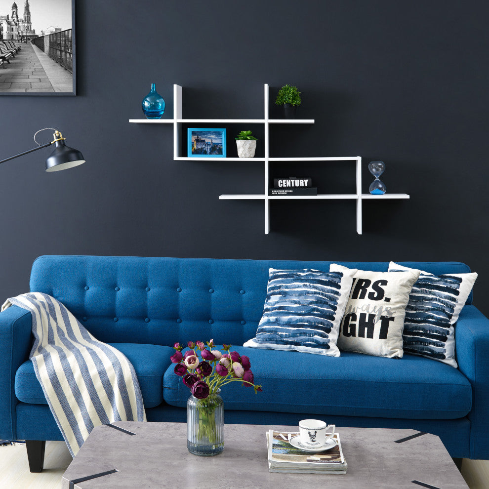 Danya B. 3-Tier Modern Ladder Cantilever Cubby Accent Wall Shelf, White