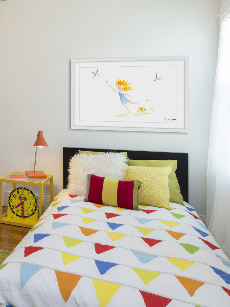 Marmont Hill, "Girl with Birds" by Maya Gur Framed Painting Print, 36x24