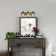 LNC 3-Light Industrial Farmhouse Wall Light, Exposed Bulbs, Wood Backplate