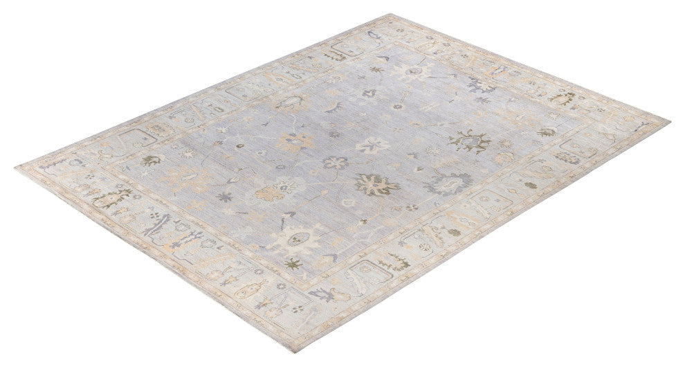 Oushak One-of-a-Kind Hand-Knotted Area Rug Light Gray, 9'2" x 11'10"