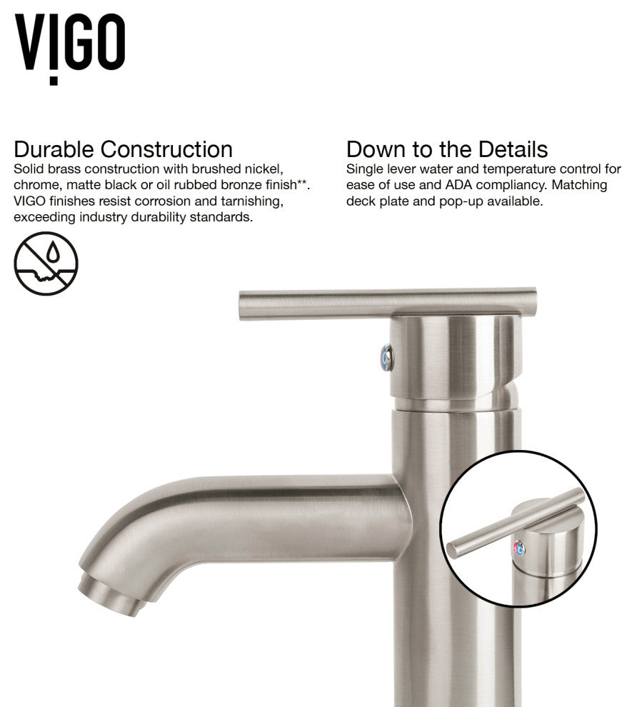 VIGO Seville 13" H Single Handle Single Hole Bathroom Vessel Faucet, Brushed Nickel
