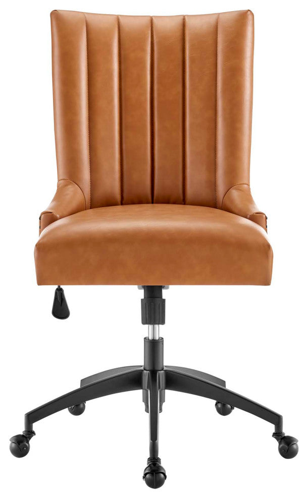 Empower Channel Tufted Vegan Leather Office Chair Black Tan