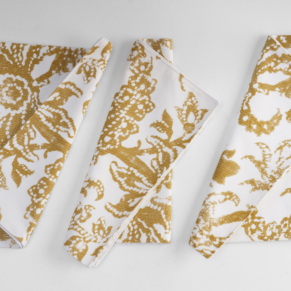 Edina Printed Cotton Table Runner and Placemats, Edina Yellow