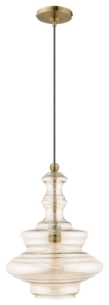 Livex Lighting Antique Brass 1-Light Mini Pendant