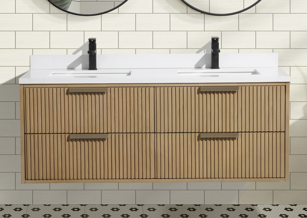 Ari Kitchen and Bath San Diego Bath Vanity, Oak, 55", Floating