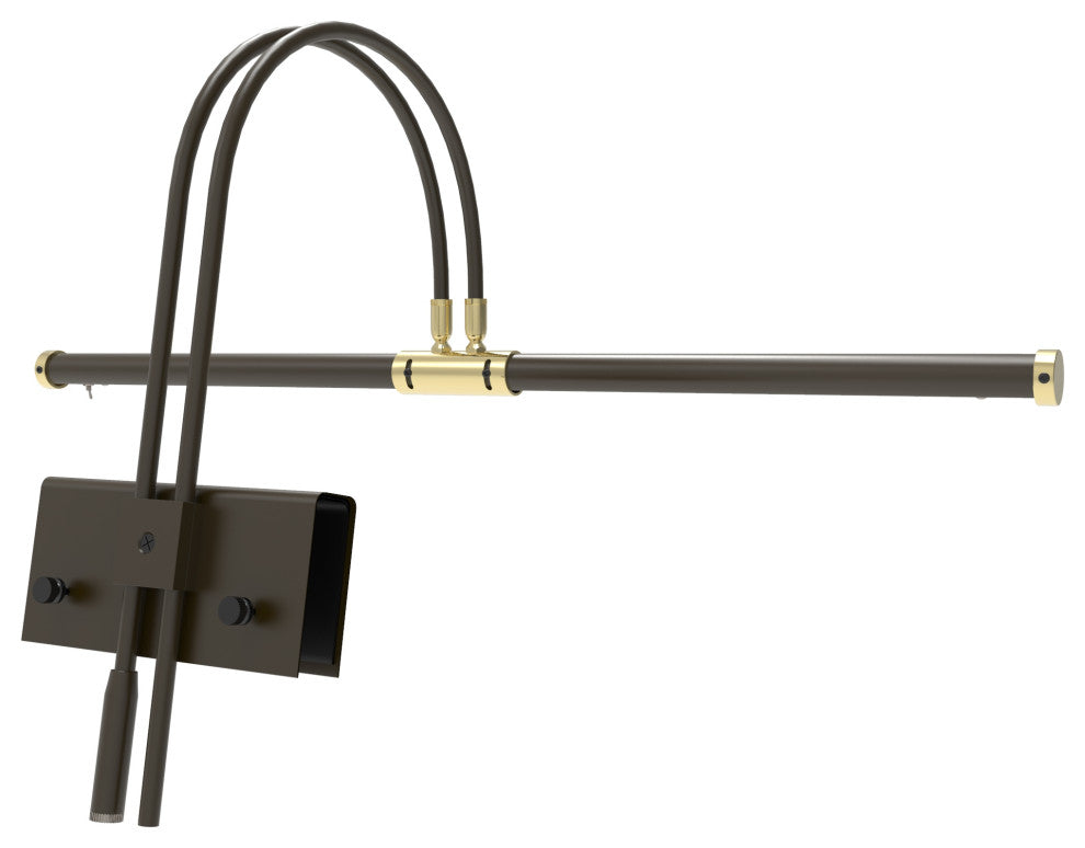 22" LED Grand Piano Lamp, Black and Brass, Mahogany Bronze