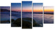 "Dark Tropical Seashore in Evening" Seascape Art Canvas, 5 Panels, 60"x32"