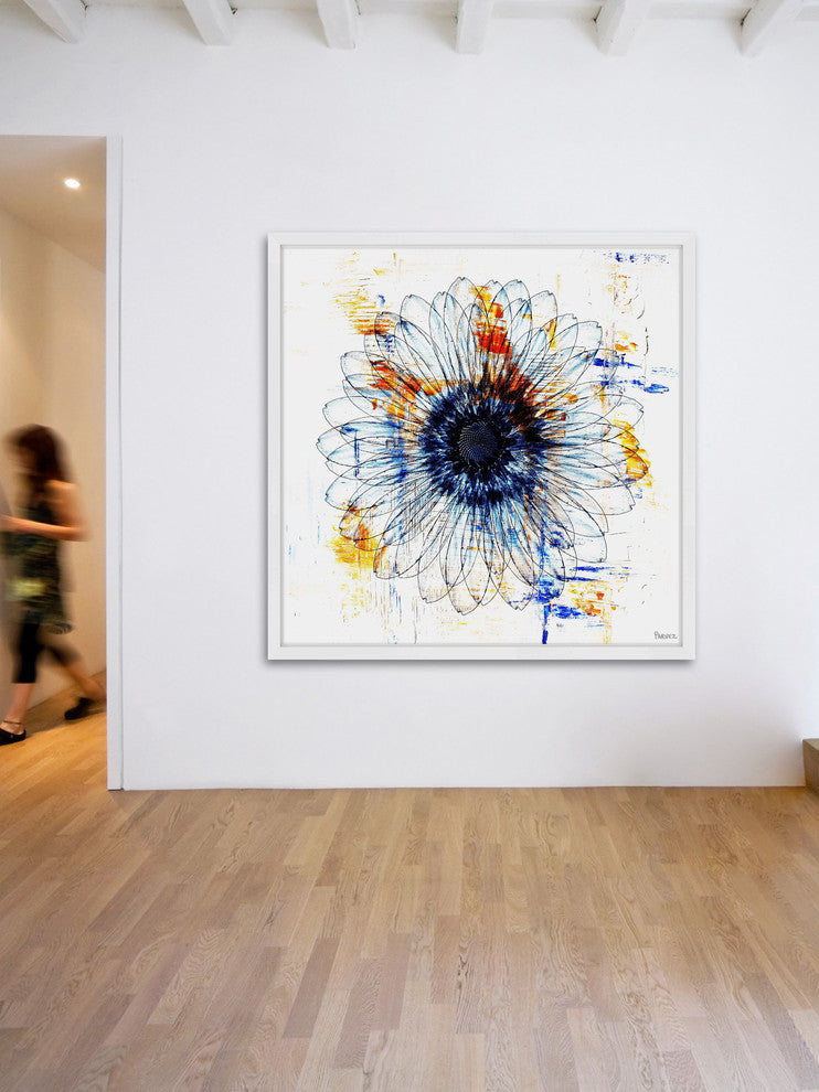 Parvez Taj "Stencil Flower" Framed Painting Print, 32"x32"