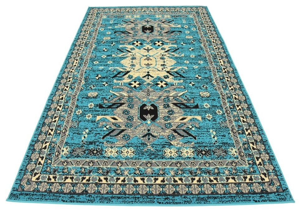 Unique Loom Turquoise Oasis Taftan 5' 0 x 8' 0 Area Rug