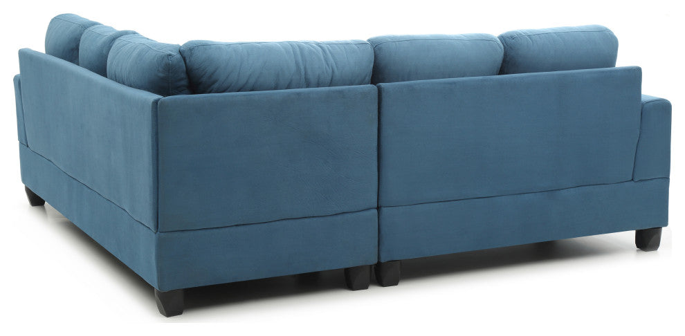 Partington Suede Sectional, Aqua Suede